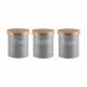 EHC Set of 3 Tea, Coffee & Sugar Storage Canisters With Lid, Grey