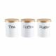 EHC Set of 3 Tea, Coffee & Sugar Storage Canisters With Lid, White