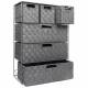 EHC Woven 3+3 Chest of Drawer storage Organizer Unit - Grey