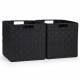 EHC Woven Collapsible Basket, Storage Cubes, Set of 2 Boxes - Black