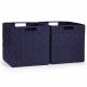 EHC Woven Collapsible Basket, Storage Cubes, Set of 2 Boxes - Blue