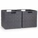 EHC Woven Collapsible Basket, Storage Cubes, Set of 2 Boxes - Grey