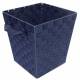 EHC Woven Waste Paper Bin Basket With Hollow Handle - Blue