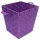 EHC Woven Waste Paper Bin Basket With Hollow Handle - Purple