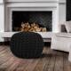 EHC Hand Knitted Chunky Double Braided Cotton Pouffe - Black