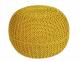 Hand Knitted Double Braided  Cotton Round Pouffe - Ochre