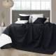 Classic Rib Cotton Throw, For 3-4 Seater Sofa or King Size Bed - Black