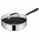Jamie Oliver Stainless Steel Induction Saute Pan With Glass Lid, 25 cm