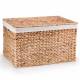Large Handwoven Natural Water Hyacinth Lined Storage Trunk With Lid