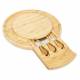 Large Round Wooden Expandable Cheese Board Set With Integrated Drawer