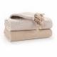 EHC Pack of 2 Chevron Cotton Single Sofa Throw, 125 x 150 cm - Beige