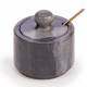 Marble Salt and Pepper Pinch Pots with Golden Serving Spoon, Grey