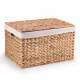 Medium Handwoven Natural Wicker Lidded Storage Trunk With Lining