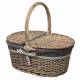 Oval Double Lidded Wicker Picnic Hamper Basket With Handle & Lining