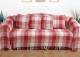 EHC Reversible Large Cotton Tartan Throw For Sofa or Armchair - Red
