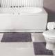 Anti-Slip Pure Cotton, Washable 2 PCs Bath Mat & Pedestal Set - Smoke