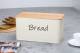 EHC Rectangular Enamel Bread Storage Container With Bamboo Lid - Cream