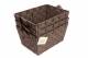 Set of 3 Rectangular Woven Storage Basket With Carry Handles, Brown