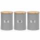 Set of 3 Tea, Coffee & Sugar Canister Storage Jars Container Set, Grey