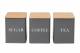Set of 3 Tea, Coffee & Sugar Canister With Airtight Bamboo Lid - Grey