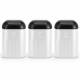 Set of 3 Tea, Coffee & Sugar Metal Jars With Curved Lid, White & Black