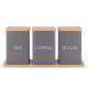 Set of 3 Tea, Coffee & Sugar Storage Jar With Bamboo Tray Stand, Grey