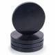 Set of 4 Handcrafted Round Marble Coasters With Plastic Grip, Black