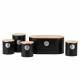 Set of 5 Tea, Sugar, Coffee, Biscuit & Bread Bin Jars With Lid, Black