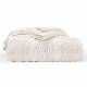 EHC Super Chunky Large Hand Knitted Cotton Throw, Cream,140 x 200 cm