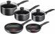 Tefal origins Nonstick Stone effect 5pc Pots and Pans Set - Black