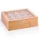 Woodluv 12 Compartment  Bamboo Tea Bag Storage Caddy With Acrylic Lid