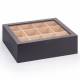 Woodluv 12 Sections Bamboo Tea Caddy With Acrylic Lid, Black