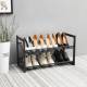 Woodluv 2 Tier Stackable Metal Steel Mesh Shoe Organiser, Grey