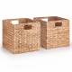 Woodluv 2 x Foldable Water Hyacinth Storage Baskets With Inset Handles