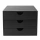 Woodluv 3 Drawer Bamboo Desktop A4 Paper Storage Organiser, Black