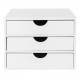 Woodluv 3 Drawer Bamboo Desktop A4 Paper Storage Organiser, White