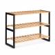 Woodluv 3 Tier Natural Bamboo Shoe Rack Stand, Natural & Black