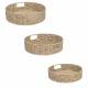 Woodluv 3 x Round Handwoven Paper rope Trays, Large & Medium - Khaki