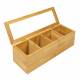 Woodluv 4 Compartment  Bamboo Tea Bag Storage Caddy With Acrylic Lid