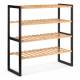 Woodluv 4 Tier Natural Bamboo Shoe Rack Stand, Natural & Black