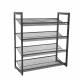 Woodluv Four Tier Stackable Metal Steel Mesh Shoe Rack - Grey