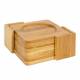 Woodluv 6 Bamboo Wood Square Coaster Set With Coaster Holder