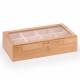 Woodluv 8 Compartment  Bamboo Tea Bag Storage Caddy With Acrylic Lid