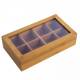 Woodluv 8 Compartment  Bamboo Tea Bag Storage Caddy With Acrylic Lid