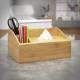 Bamboo Multipurpose Desk Organizer Caddy With Tissue box