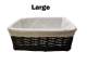 Woodluv Black Wicker Storage Hamper Basket With White Lining - Large