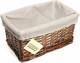 Woodluv Brown Wicker Storage Basket With Removable Lining - Small