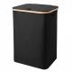 Woodluv Collapsible Foldable Laundry Hamper Basket with Lid - Black