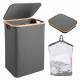 Woodluv Collapsible Foldable Laundry Hamper Basket with Lid - Grey