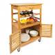 Woodluv Kitchen Cart With Drawer, Wire basket, Cabinet & Wine Storage